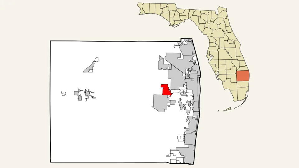Locator map highlighting Royal Palm Beach in Palm Beach County, Florida