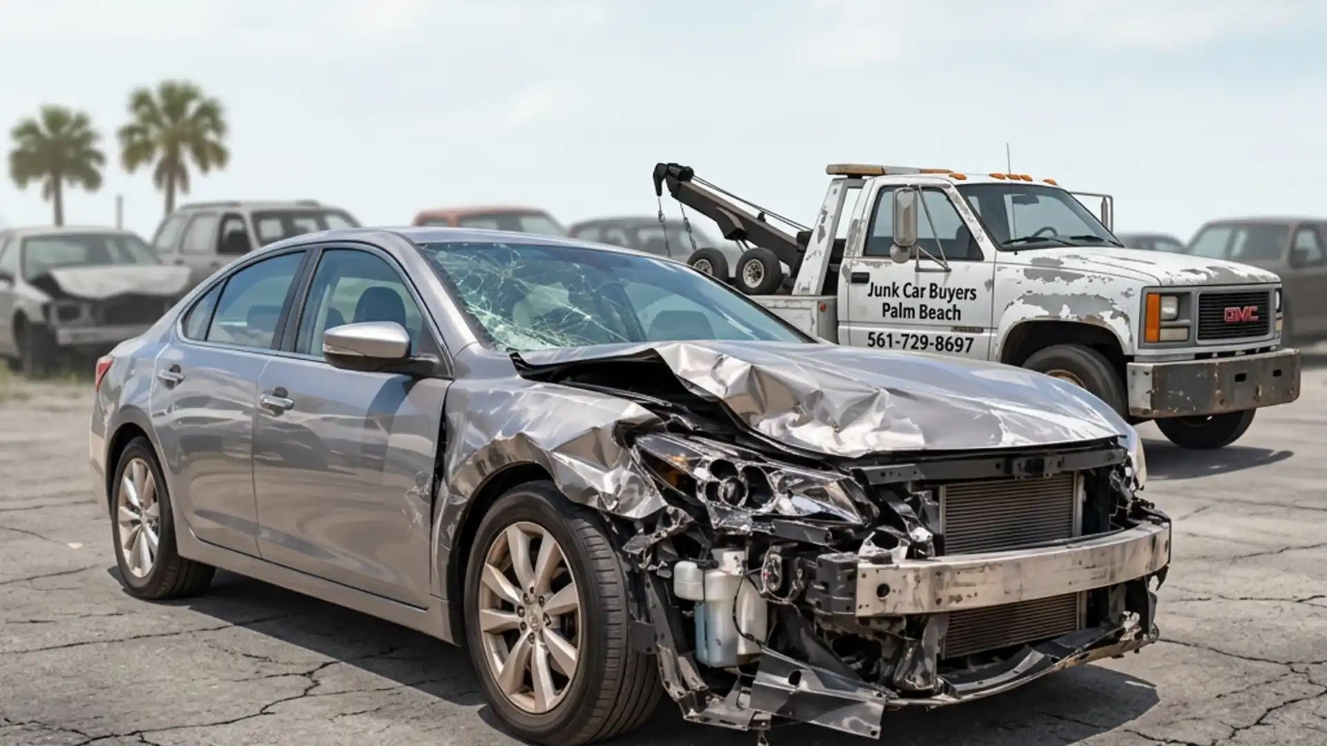 Photo-based illustration of a vehicle scene for Auto Salvage Buyers.